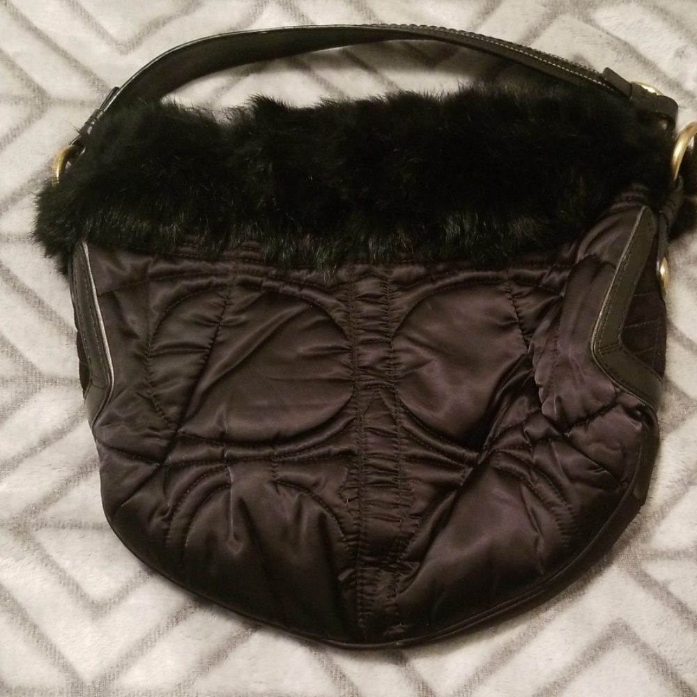 Coach small hobo with fur